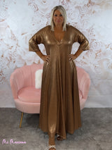 VESTIDO OVERSIZE PICO LUREX OCRE