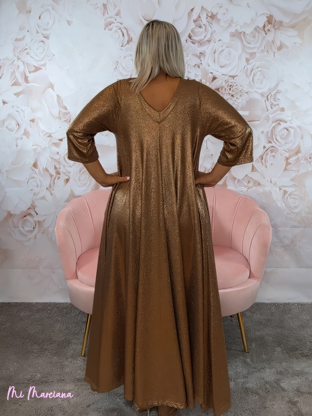 VESTIDO OVERSIZE PICO LUREX OCRE