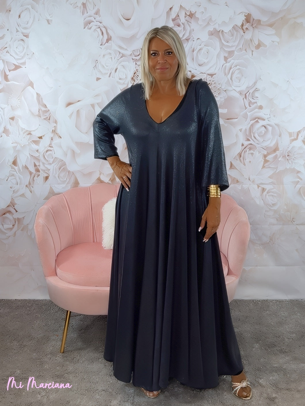 VESTIDO OVERSIZE PICO LUREX NEGRO