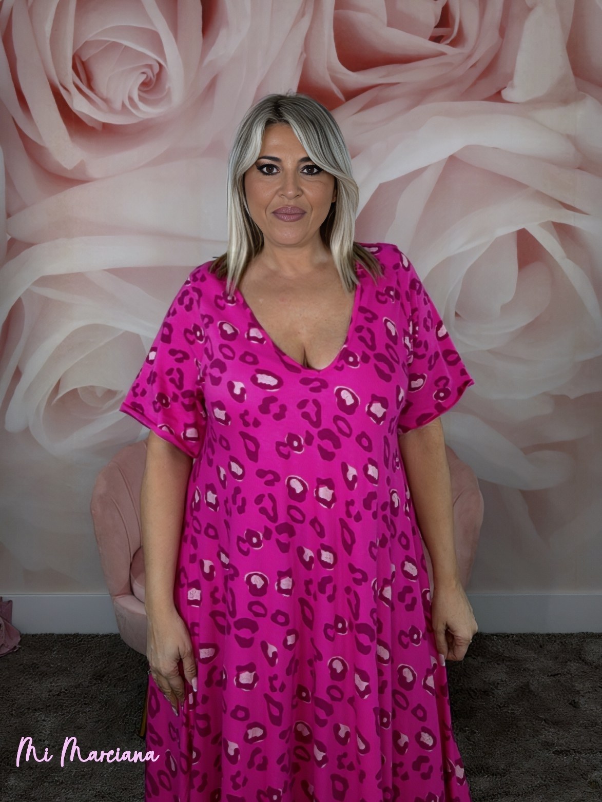 VESTIDO ALGODON ANIMAL PRINT FUCSIA