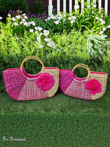 BORSA TRICOLORE FUCSIA FIORE GRANDE