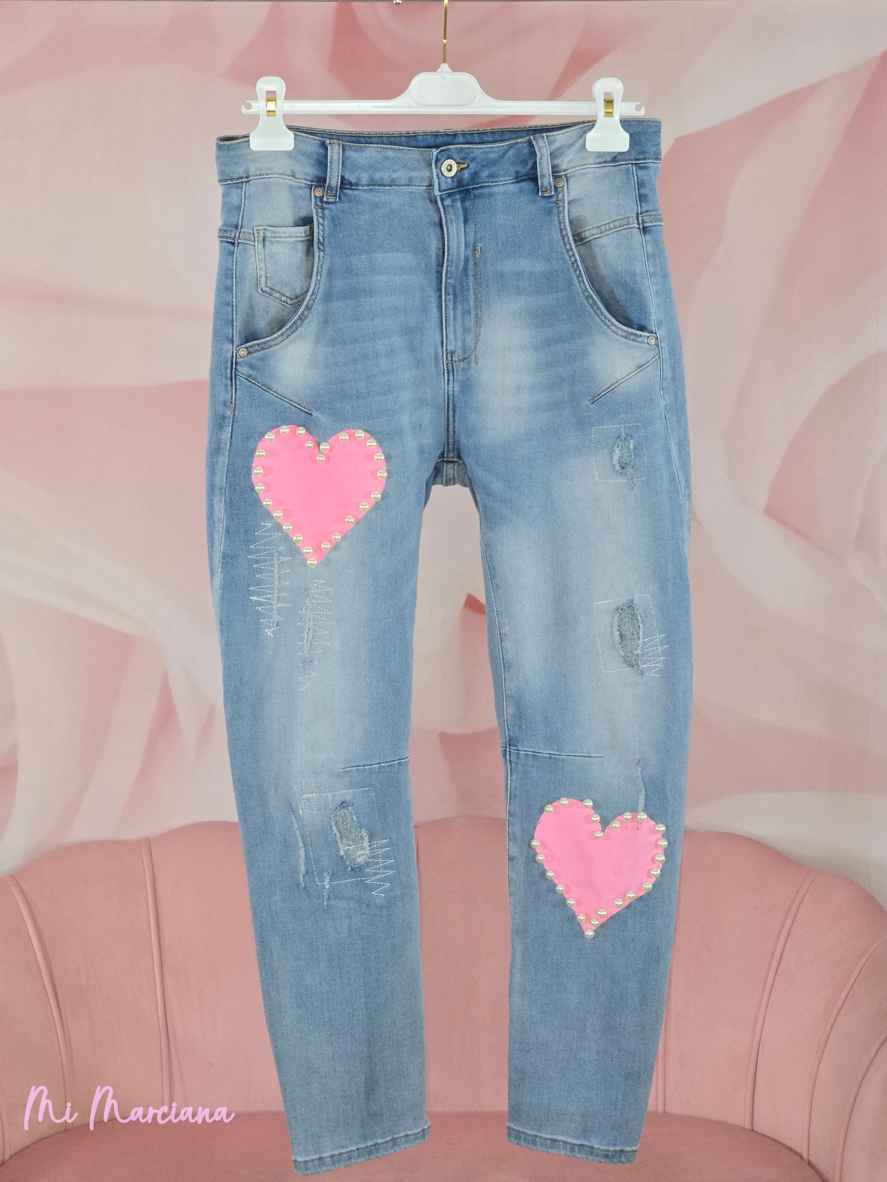 JEANS CORAZÓN PERLAS