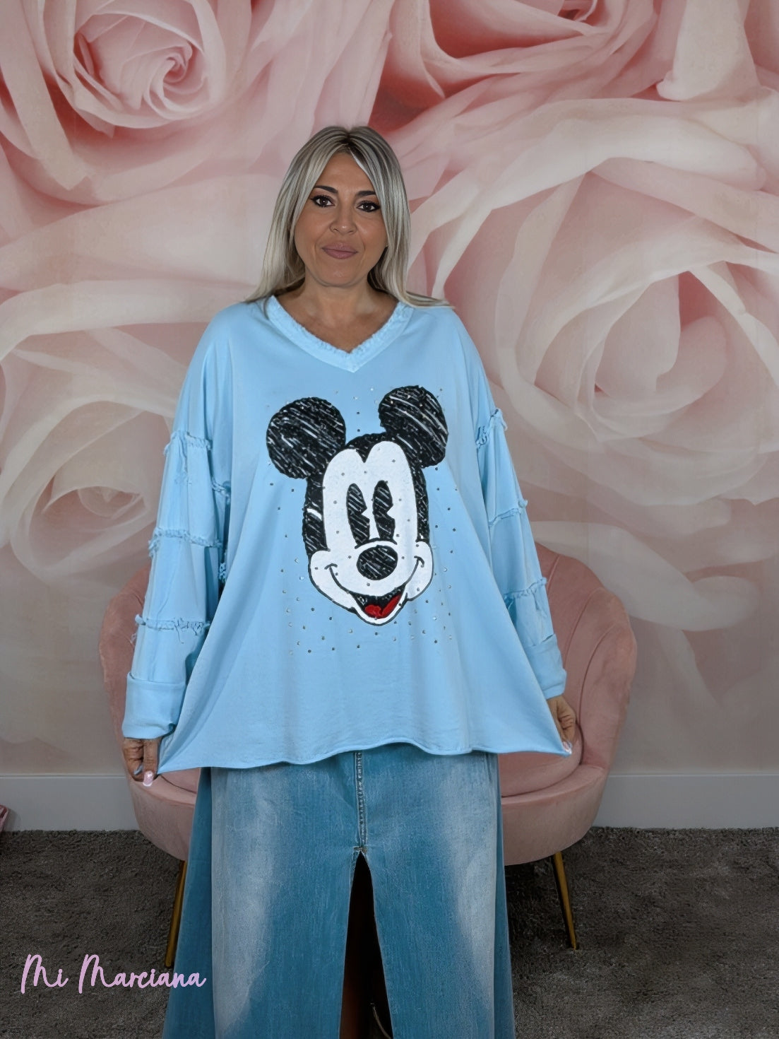 MAXI SUDADERA MICKEY MANGAS DESHILACHADAS