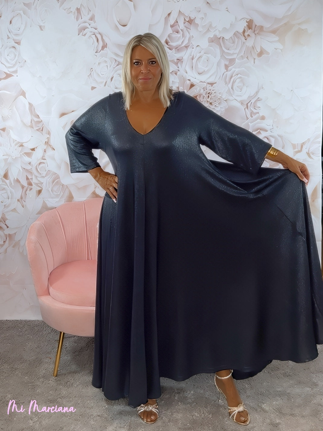 VESTIDO OVERSIZE PICO LUREX NEGRO