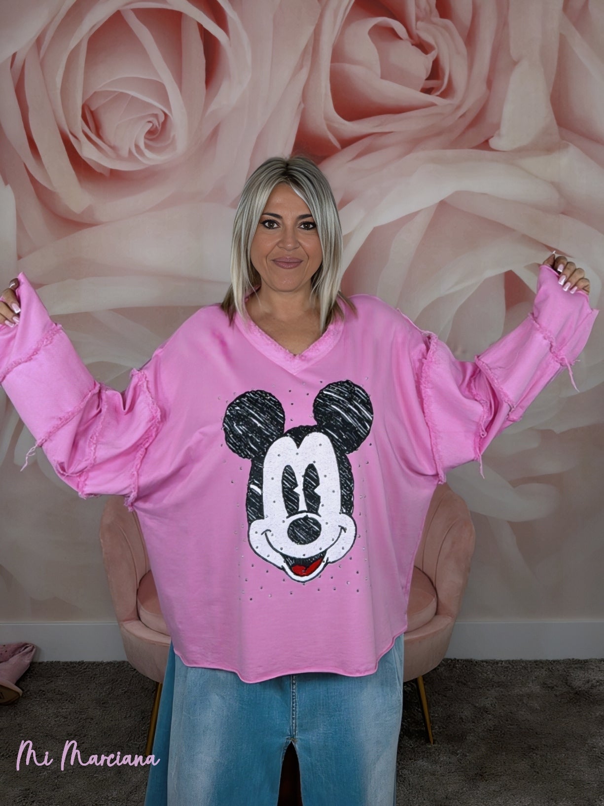 MAXI SUDADERA MICKEY MANGAS DESHILACHADAS