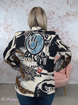 BLAZER IN GRAFFITI METALLIZZATI CON STAMPA ANIMALIER