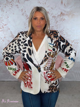 BLAZER LOVE CON STAMPA ANIMALIER METALLIZZATA