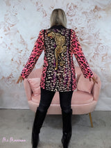 BLAZER ARROTOLATO CON STAMPA ANIMALIER