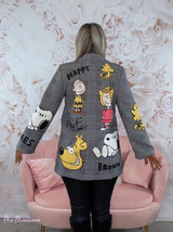 BLAZER OVERSIZE CUADROS DE GALES SNOOPY NEGRA