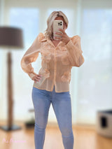 CAMICIA IN ORGANZA CON FIORI CHAMPANG