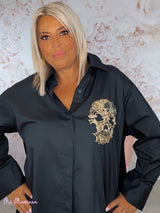 CAMISA OVERSIZE CALAVERA BORDADA