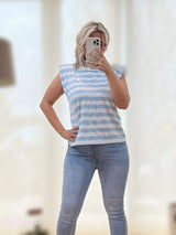 T-SHIRT CON SPALLE A RIGHE BLU