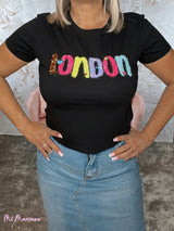 T-SHIRT LONDON CON PAILLETTES VARI COLORI