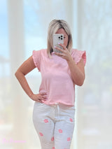 T-SHIRT ROSA CON RICAMI DORATI