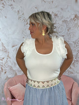 CANOTTA IN CHIFFON CON VOLANT PIEGHEVOLE