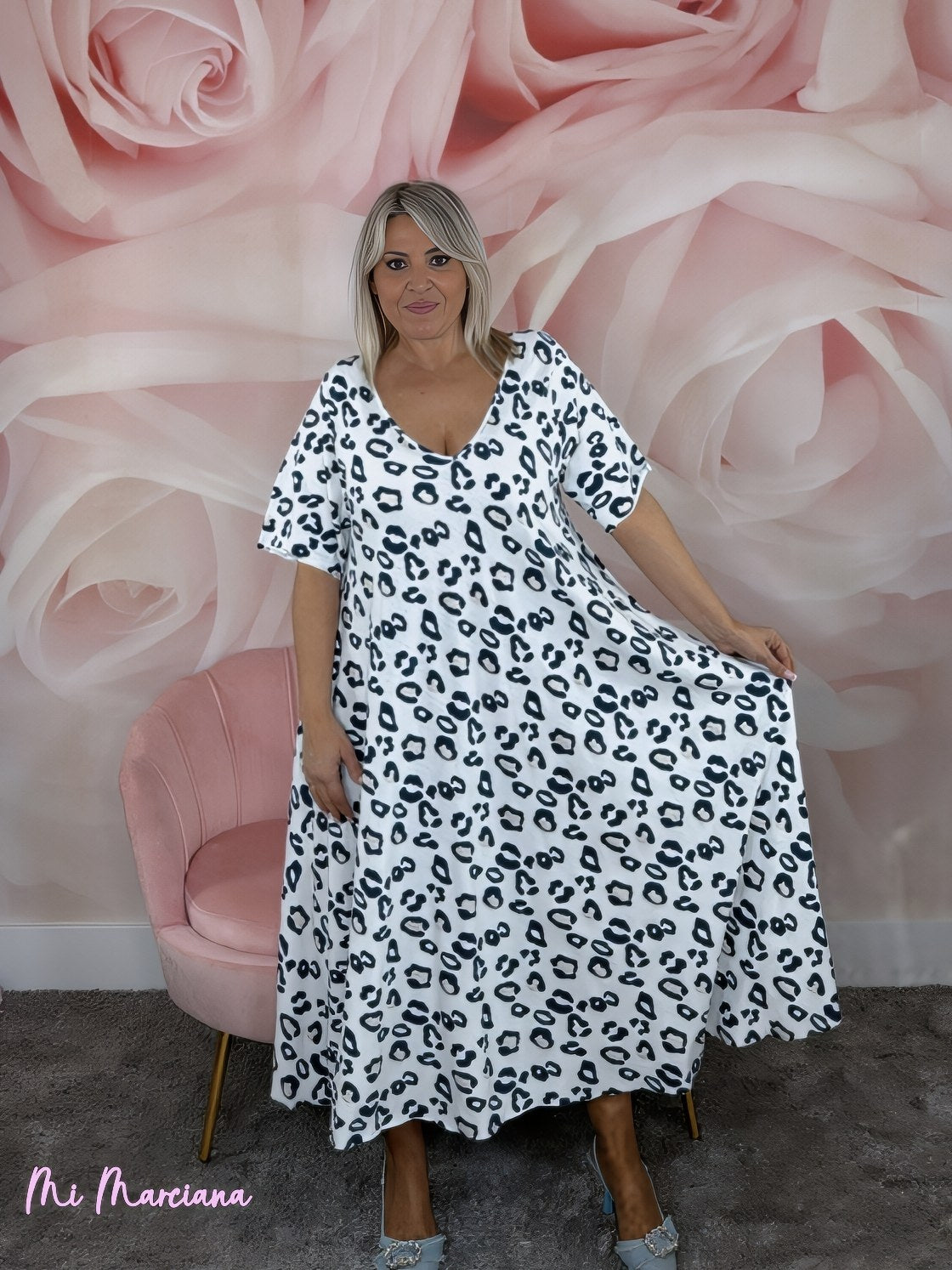 VESTIDO ALGODON ANIMAL PRINT BLANCO