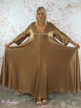 VESTIDO OVERSIZE PICO LUREX OCRE