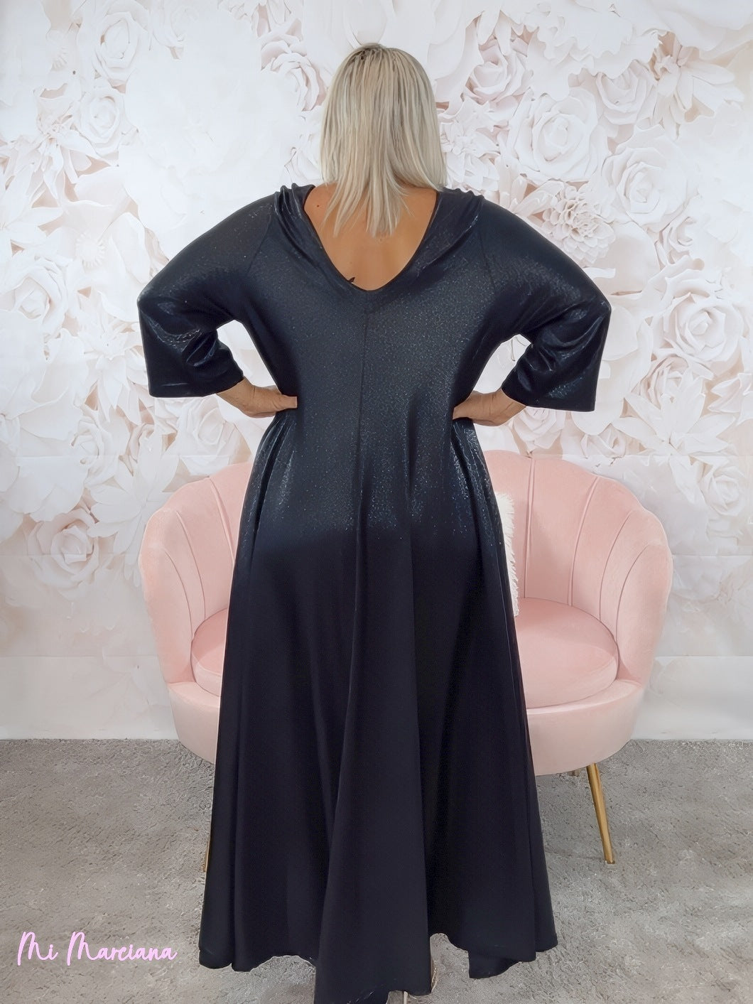 VESTIDO OVERSIZE PICO LUREX NEGRO