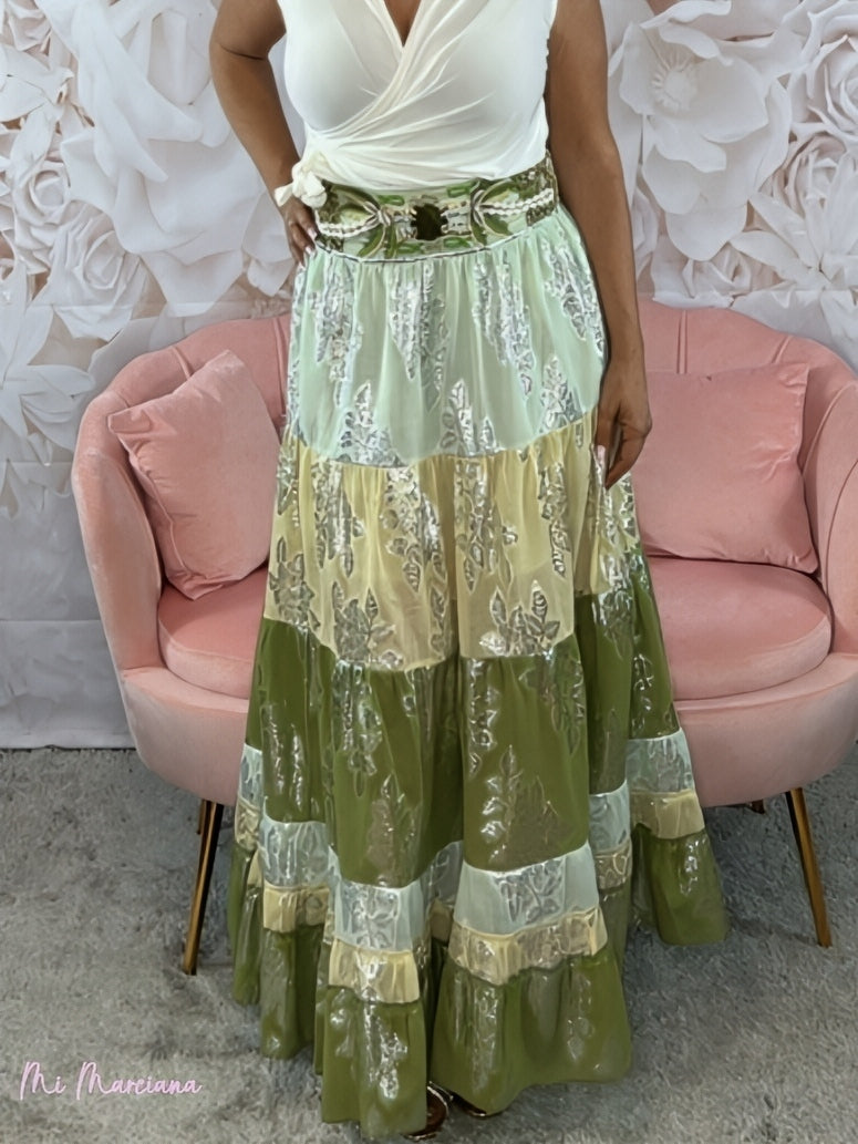 SAIA BOHO CHIC VERDE COM BORDADO PRATA