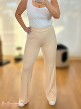 PANTALONE BEIGE A COSTE LARGE