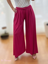 PANTALON PALAZZO TABLAS FUCSIA