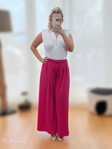 PANTALON PALAZZO TABLAS FUCSIA