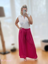 PANTALON PALAZZO TABLAS FUCSIA