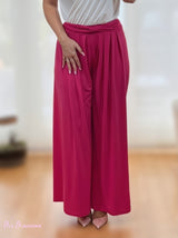 PANTALON PALAZZO TABLAS FUCSIA