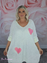 MAXI JERSEY PUNTO CORAZONES Y PERLAS