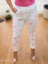 JEANS CORAL DAISY BRANCO ENRUGADO