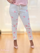 JEANS CORAL DAISY BRANCO ENRUGADO