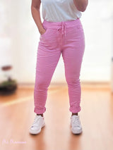 JEANS ARRUGADOS STRASS ROSA