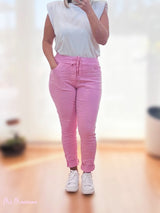 JEANS ARRUGADOS STRASS ROSA