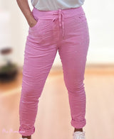 JEANS ARRUGADOS STRASS ROSA