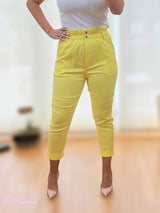 PANTALONE ELASTICO A DOPPIA VITA GIALLO