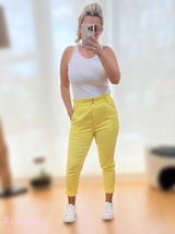 PANTALONE ELASTICO A DOPPIA VITA GIALLO