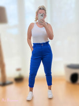 CALÇA ELÁSTICA CINTURA DUPLA AZUL KLEIN