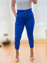 PANTALON ELASTICO DOBLE CINTURA AZUL KLEIN