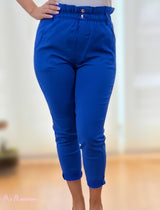 CALÇA ELÁSTICA CINTURA DUPLA AZUL KLEIN