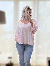 MAGLIA SOTTILE SCOLLO V ROSA BABY