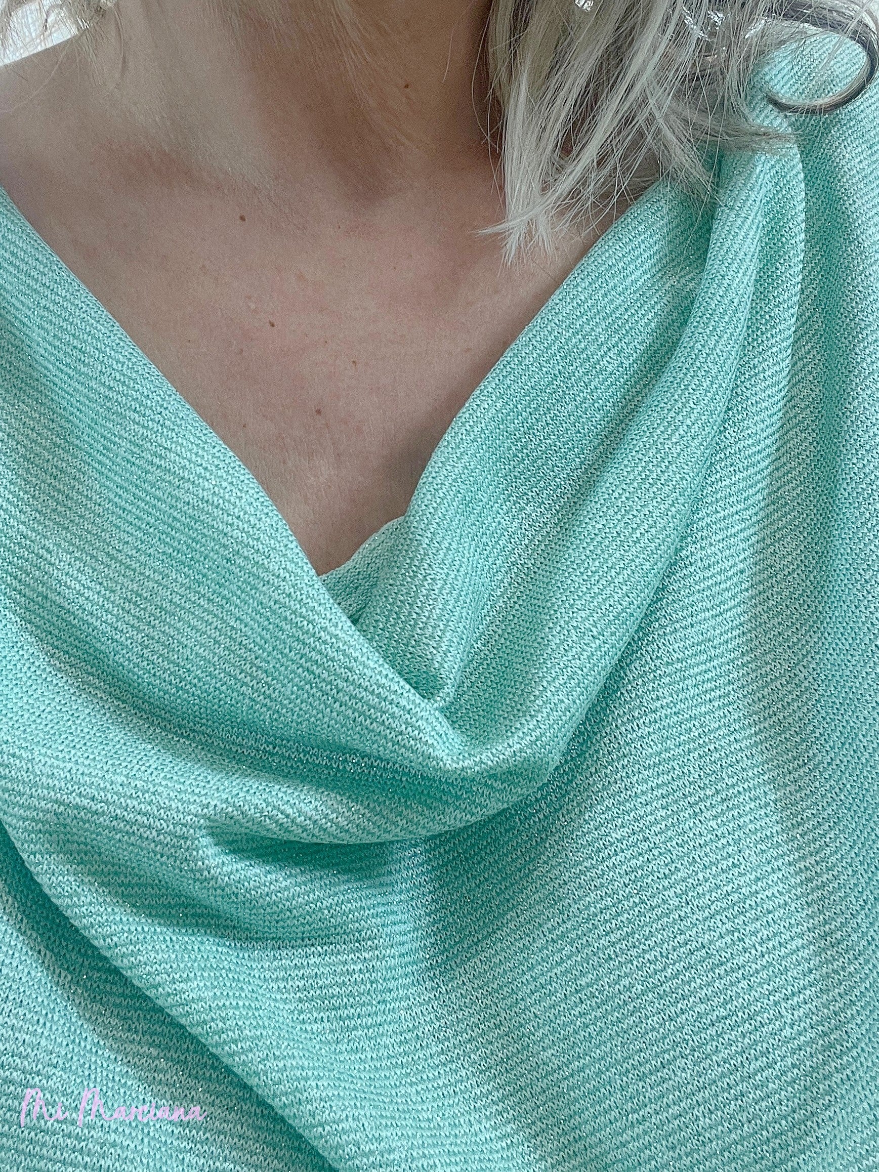 MAGLIA IN MAGLIA FINE VERDE ACQUA LUCIDO