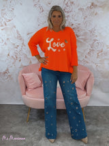 JERSEY OVERSIZE PUNTO GRANDE LOVE FLUOR