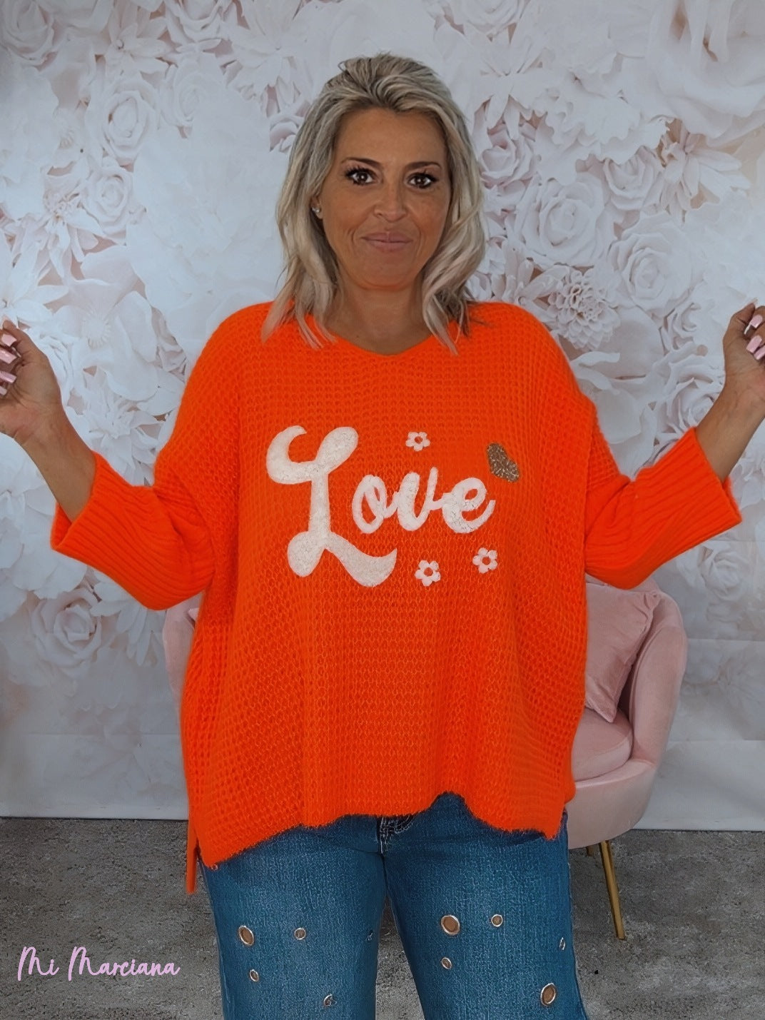 JERSEY OVERSIZE PUNTO GRANDE LOVE FLUOR