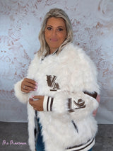 MAXI BOMBER PELO Y POLIPIEL BLANCA