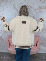 MAXI BOMBER PELO Y POLIPIEL BLANCA