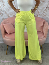 PANTALONI IN COTONE LAVATO GIALLO FLUO