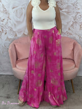 PANTALONI BOHO CHIC FUCSIA DORATO