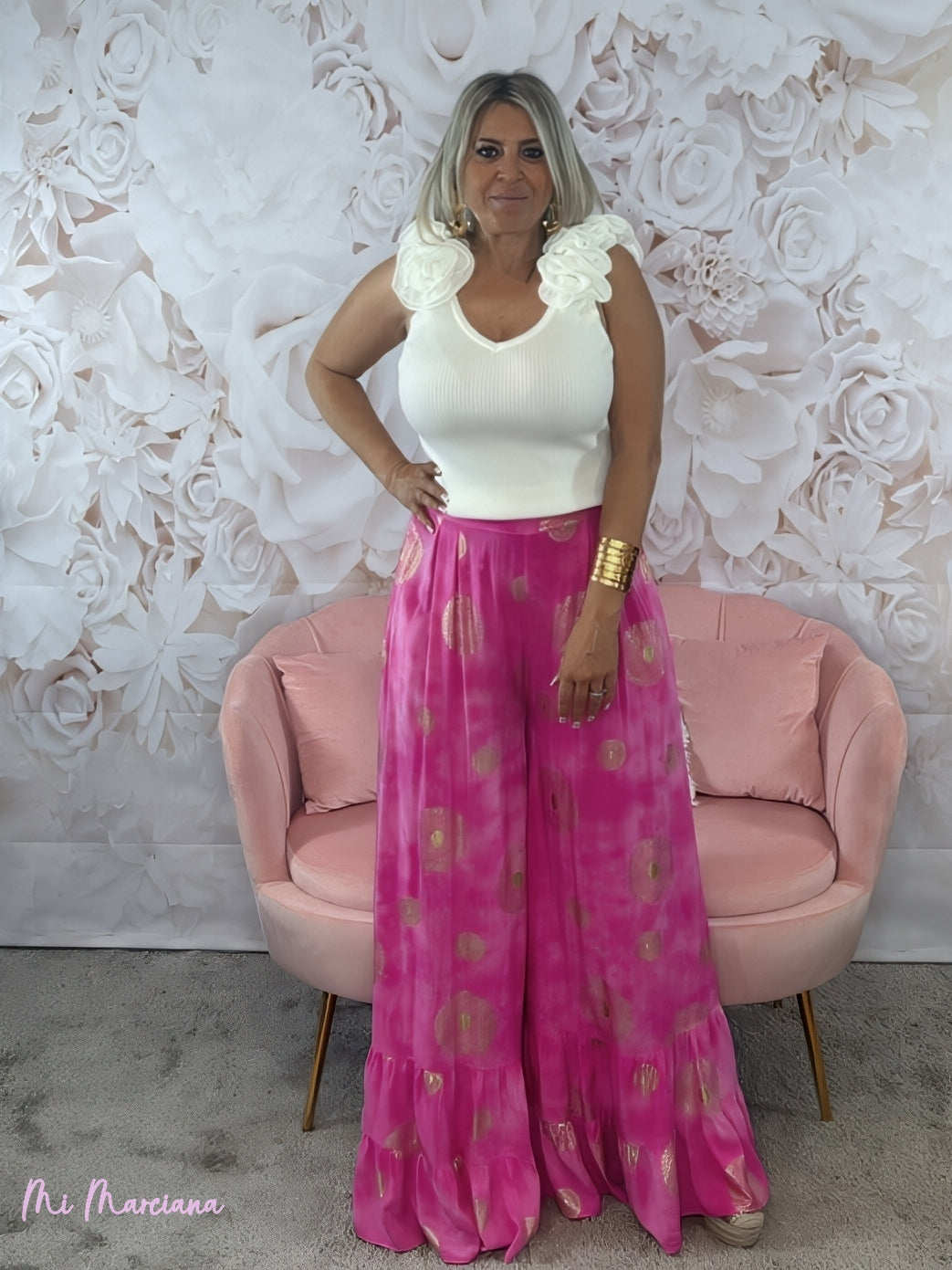 PANTALONI BOHO CHIC FUCSIA DORATO