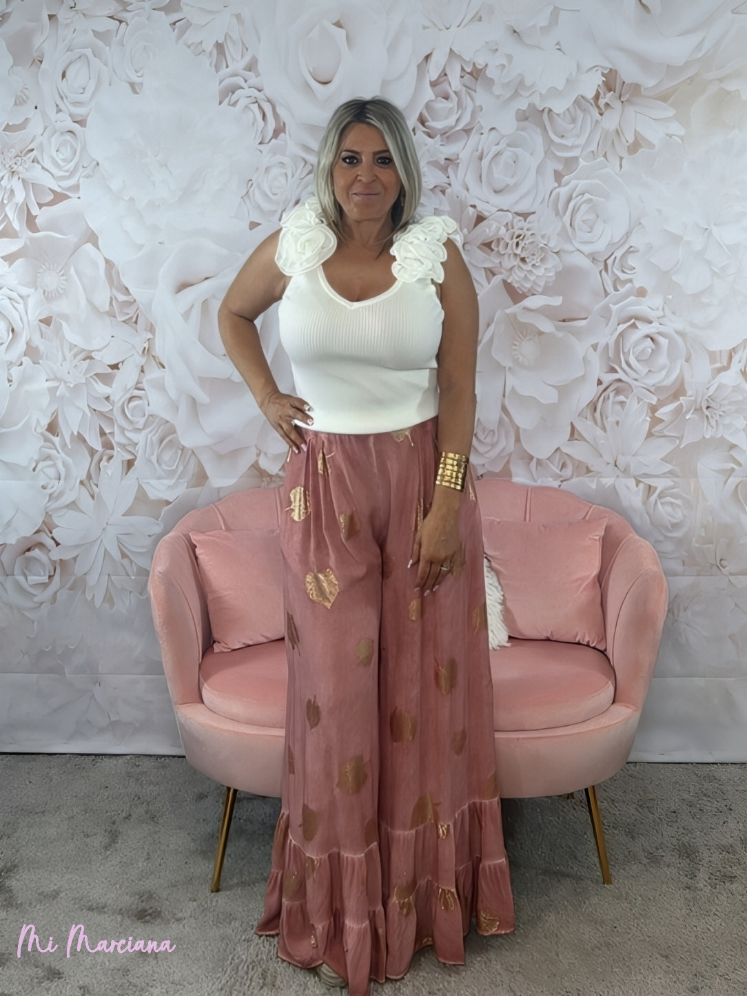 PANTALONE BOHO CHIC QUARZO ROSA DORATO