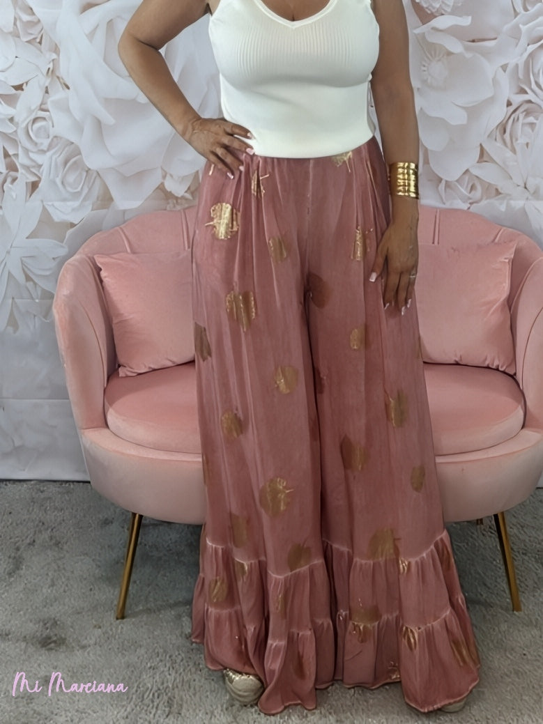 PANTALONE BOHO CHIC QUARZO ROSA DORATO